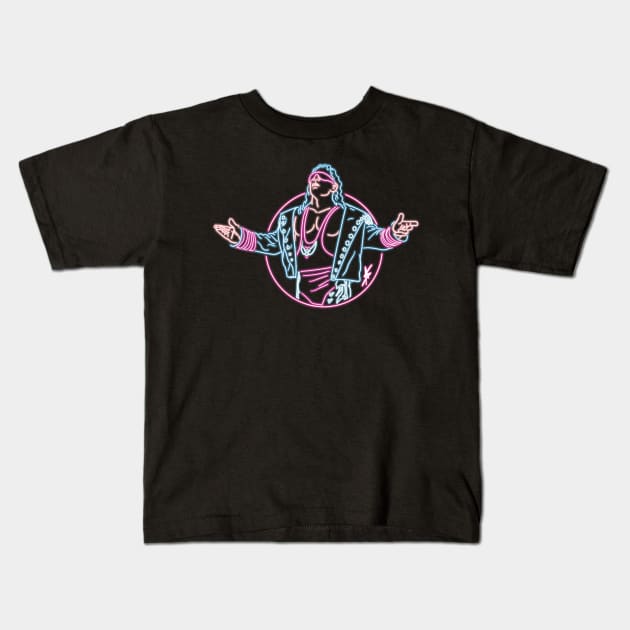 Bret Hart neon Kids T-Shirt by AJSMarkout